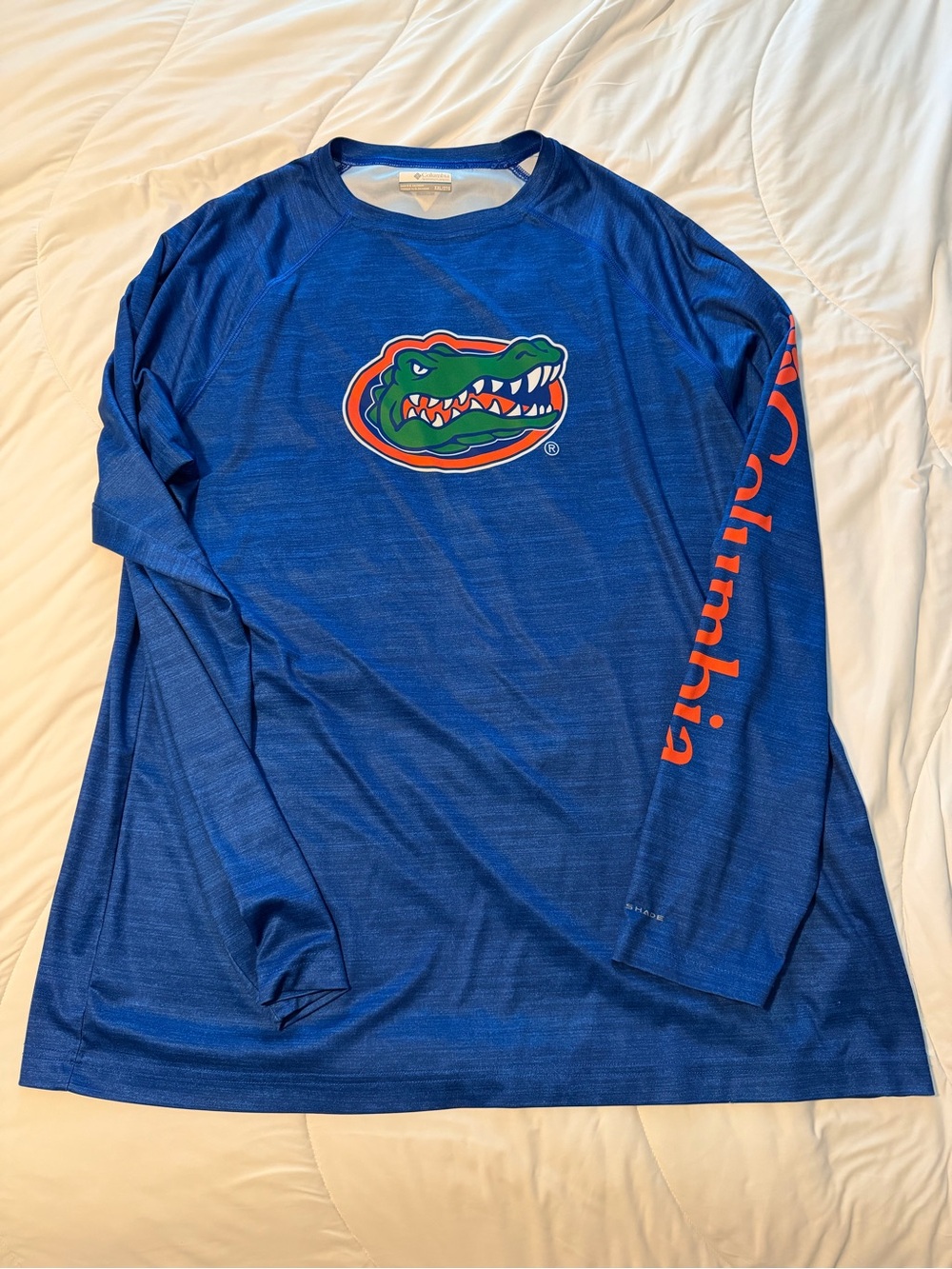 Columbia Blue Long-Sleeve Performance Shirt with Gators Logo